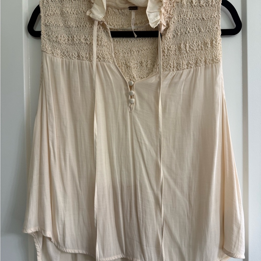 Free People Cream Sleeveless Blouse